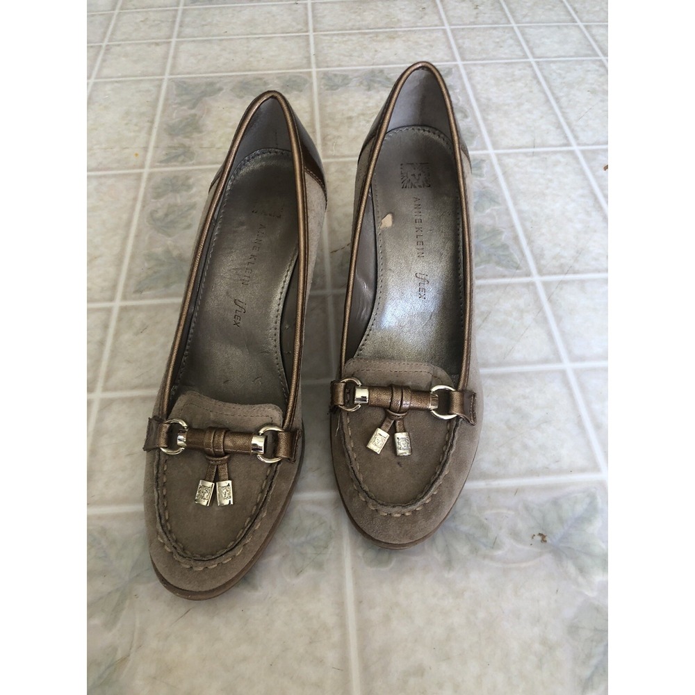 ANNE KLEIN iflex TYBALT Tan Suede High Heel Platform Pump Shoes Size 8.5M